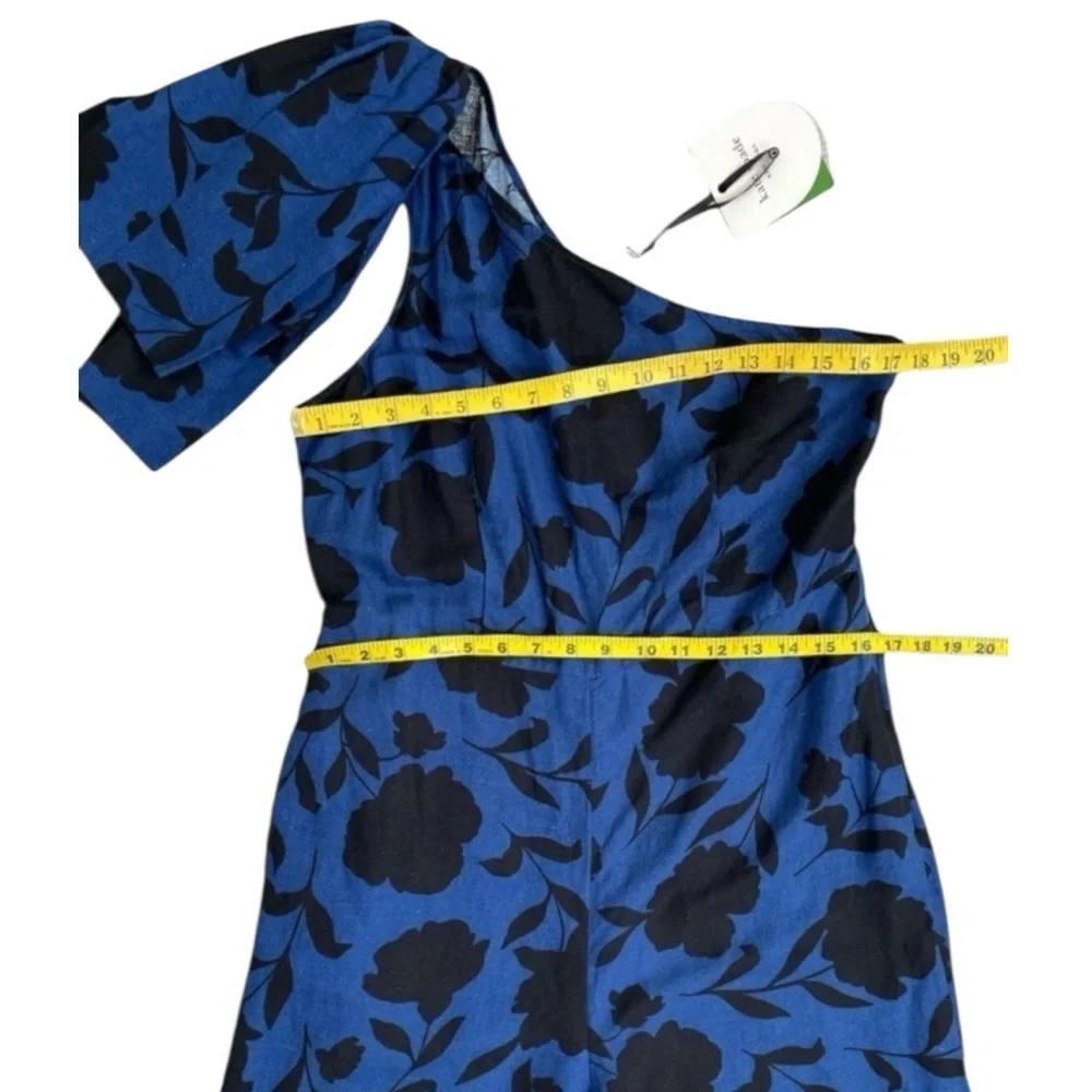 Kate Spade x Target Blue Floral One Shoulder Jumpsuit Linen Blend Size 10 NWT